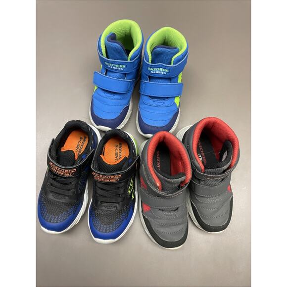 Sketchers S Lights Boots Roomy Fit Toddler Size 9 Lot Of 3 Pairs Of Shoes - Picture 15 of 16